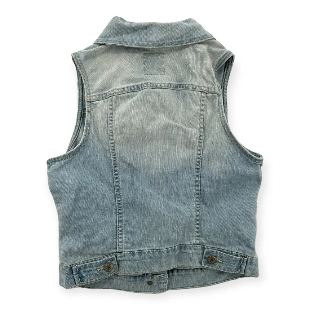 Old Navy Denim‎ Jacket Womens XS Vest  Lightweight Sleeveless Blue Jeans Y2K